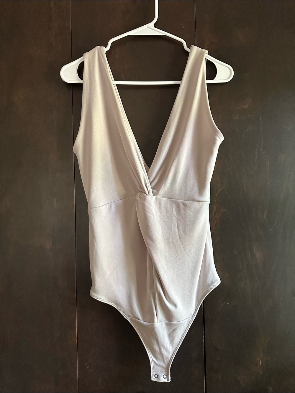 Abercrombie & Fitch Cream Plunge V-Neck Bodysuit
